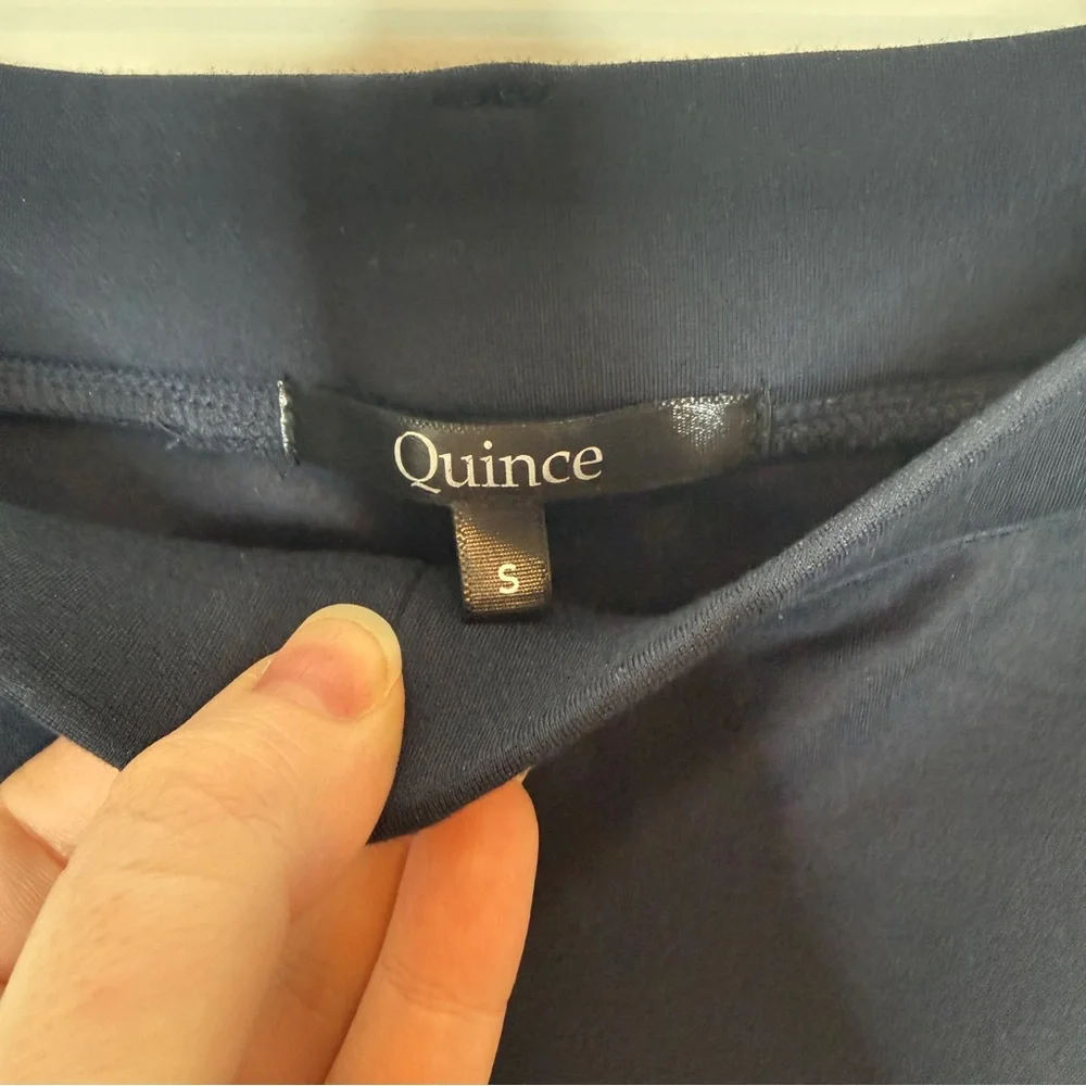 Quince Ultra Stretch Ponte Straight Leg Pants Navy Small Pull On Comfort - Picture 4 of 7